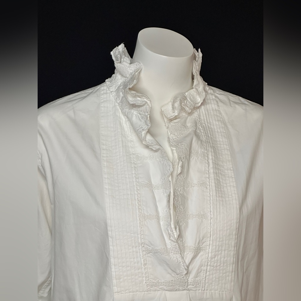 Isabel Etoile Marant Size 36 White Ruffled Long Sleeve Tunic Dress - Picture 5 of 10